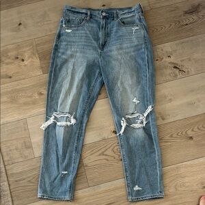 American Eagle Outfitters Blue Distressed Cropped Jeans